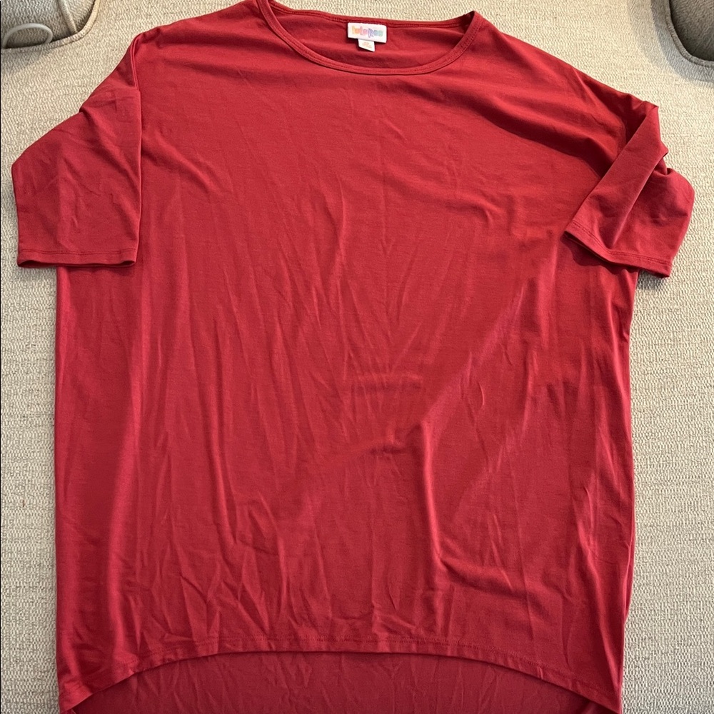 LuLaRoe Red Short Sleeve Tunic Top